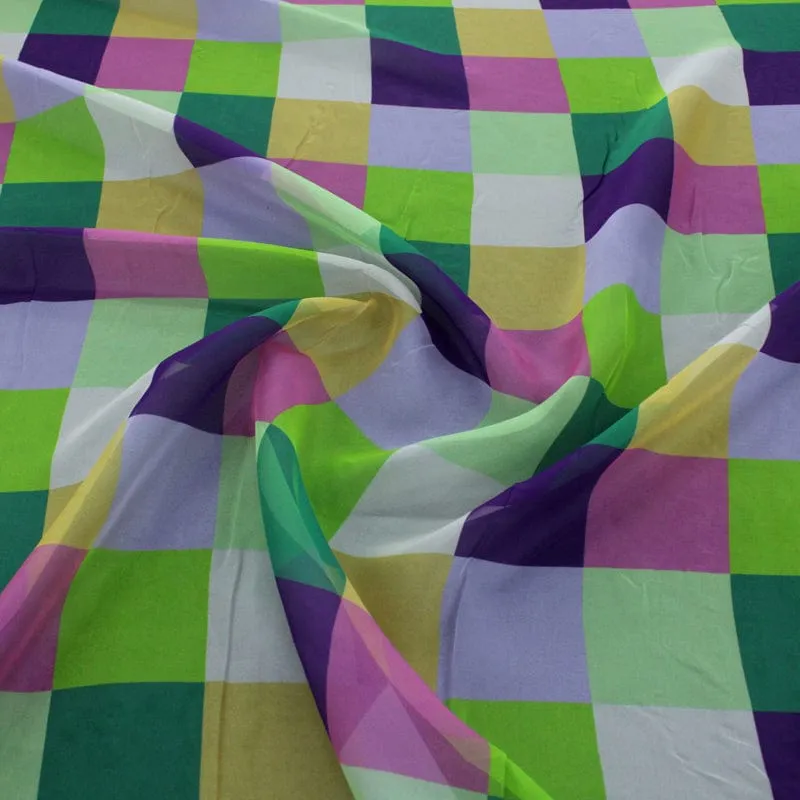 Printed Multi Colour Block Chiffon Fabric 150 cm