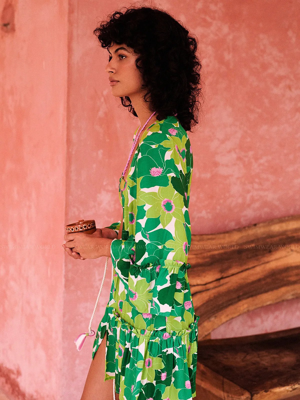 Printed Ruffled Short Kimono ::RET
