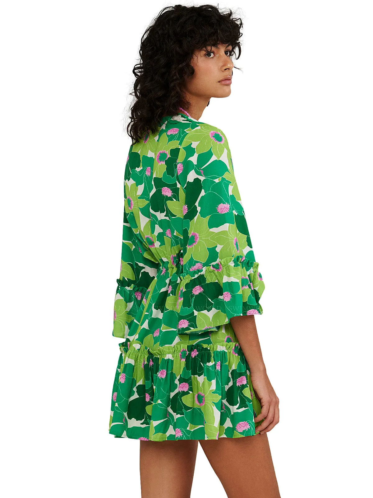 Printed Ruffled Short Kimono ::RET