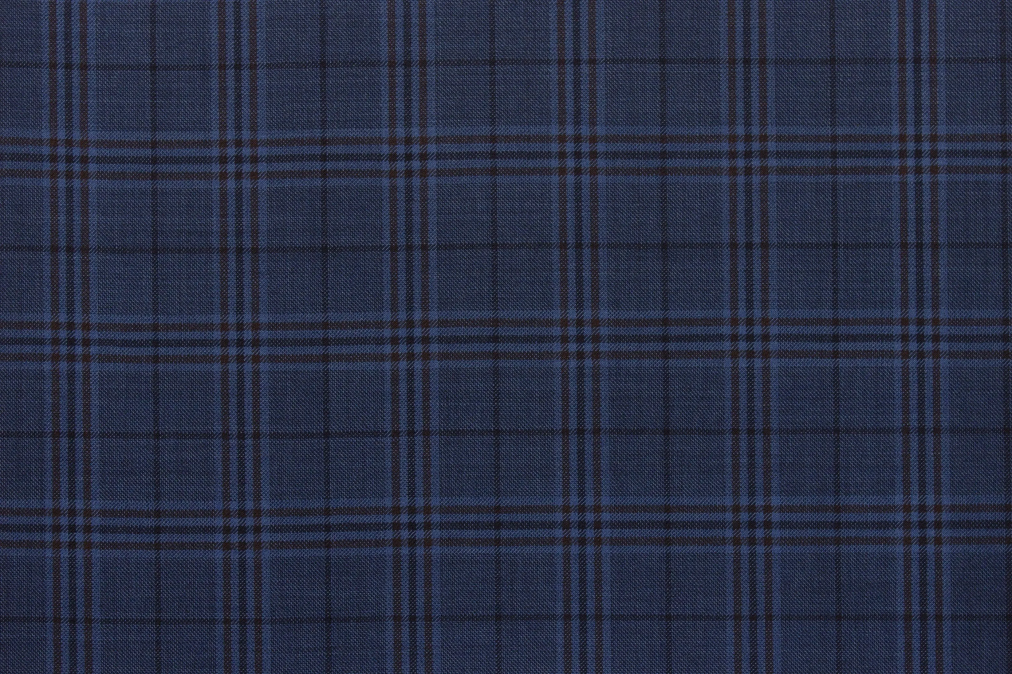 Prussian Blue With Dark Plaid Check Jacket