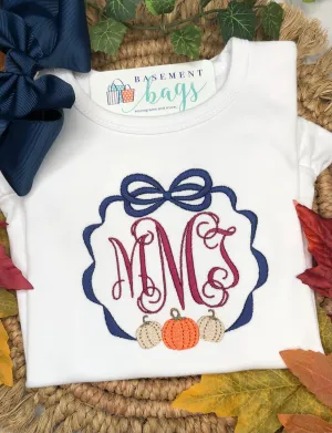 Pumpkins in Ribbon Monogram Frame