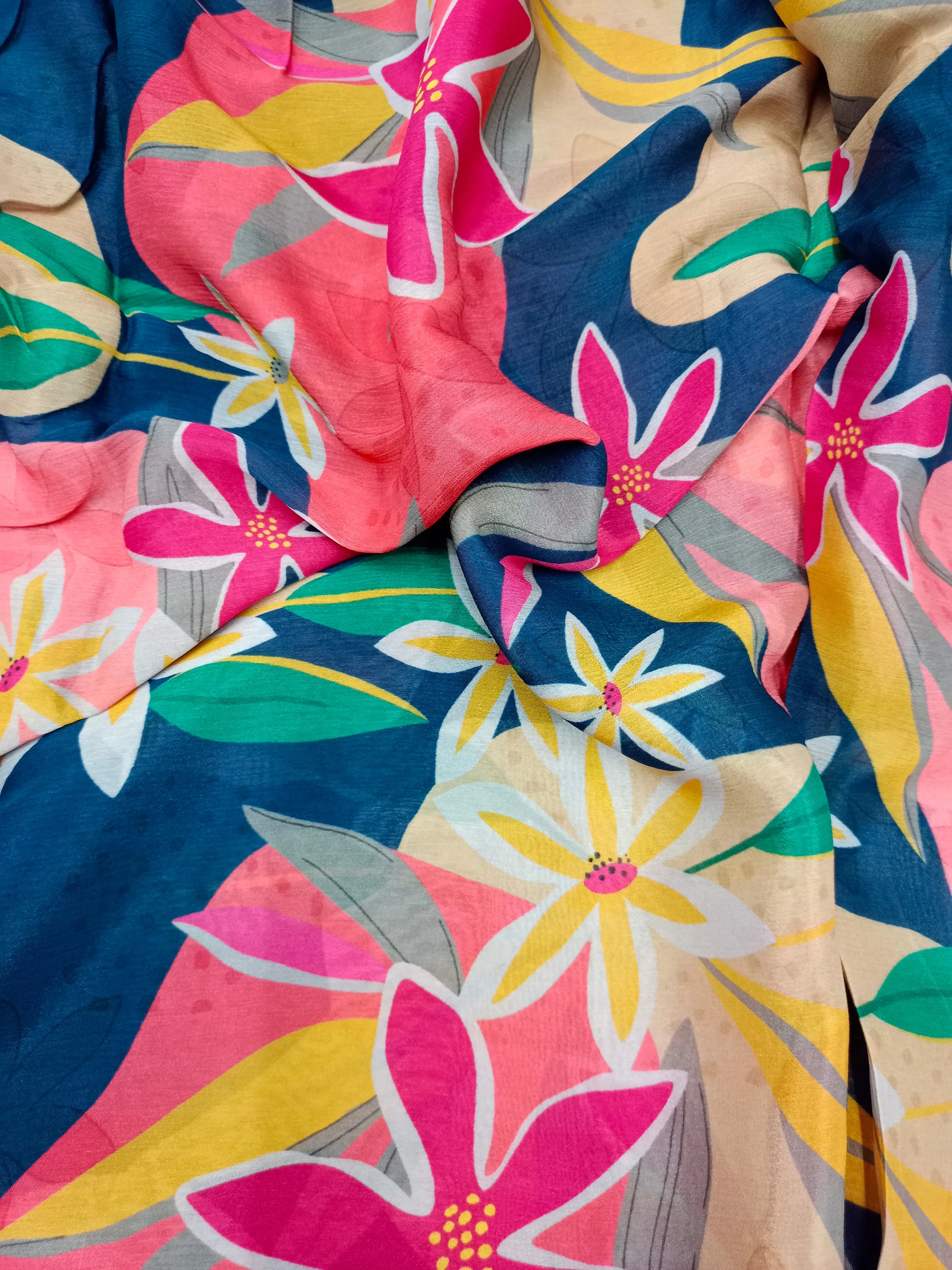 Pure Crushed Chiffon Chinon Digital Printed Fabric