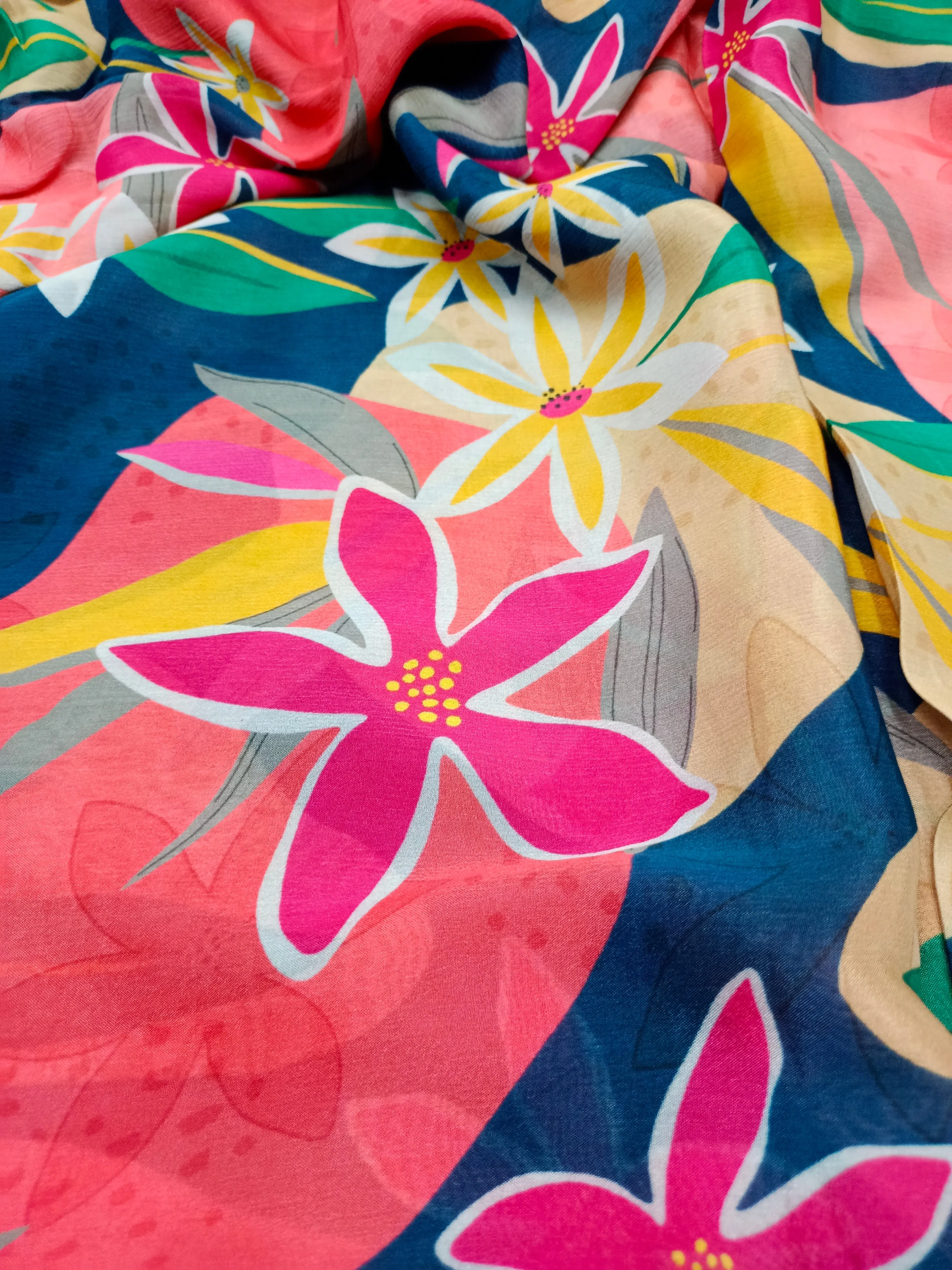 Pure Crushed Chiffon Chinon Digital Printed Fabric