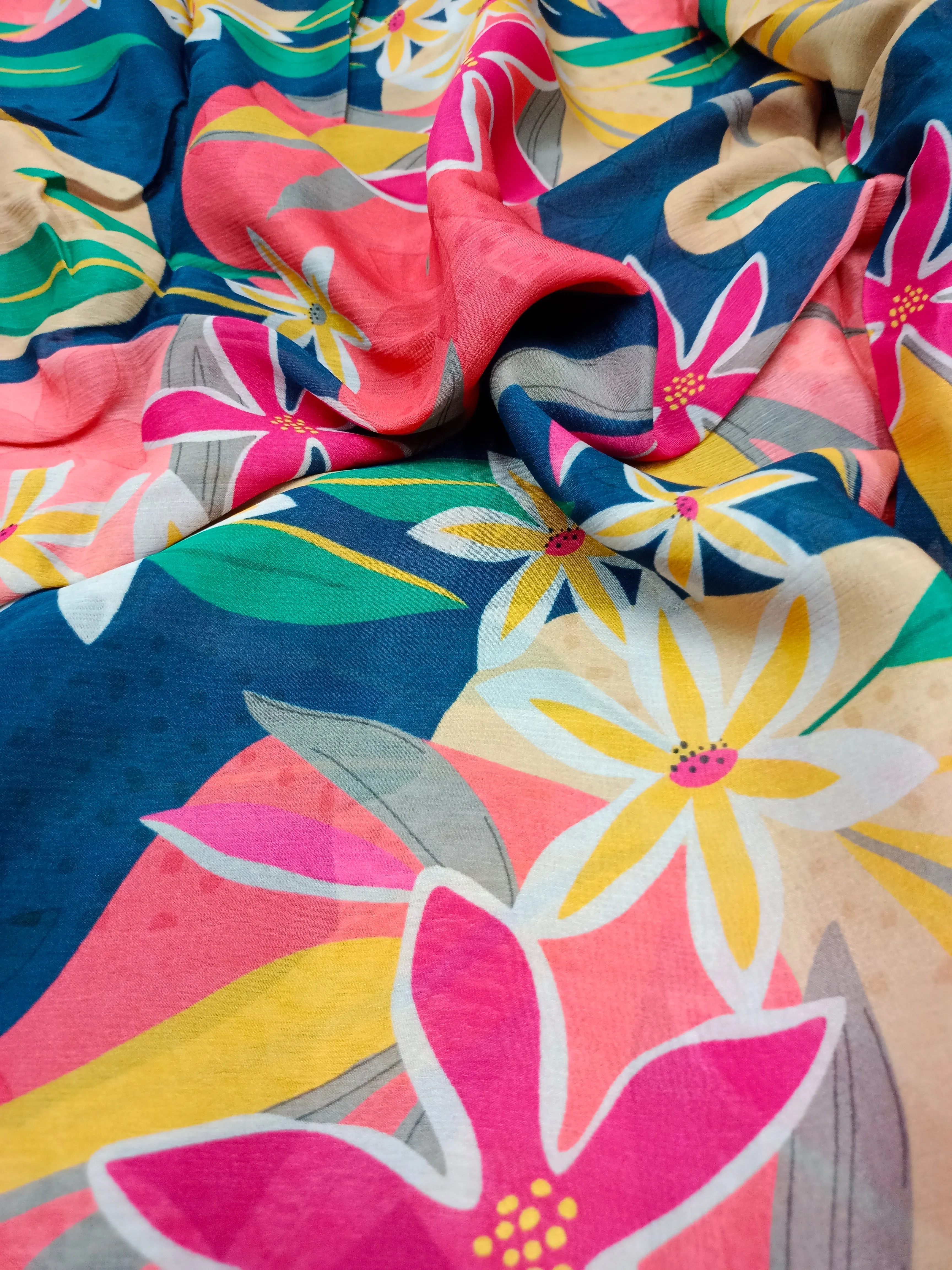 Pure Crushed Chiffon Chinon Digital Printed Fabric