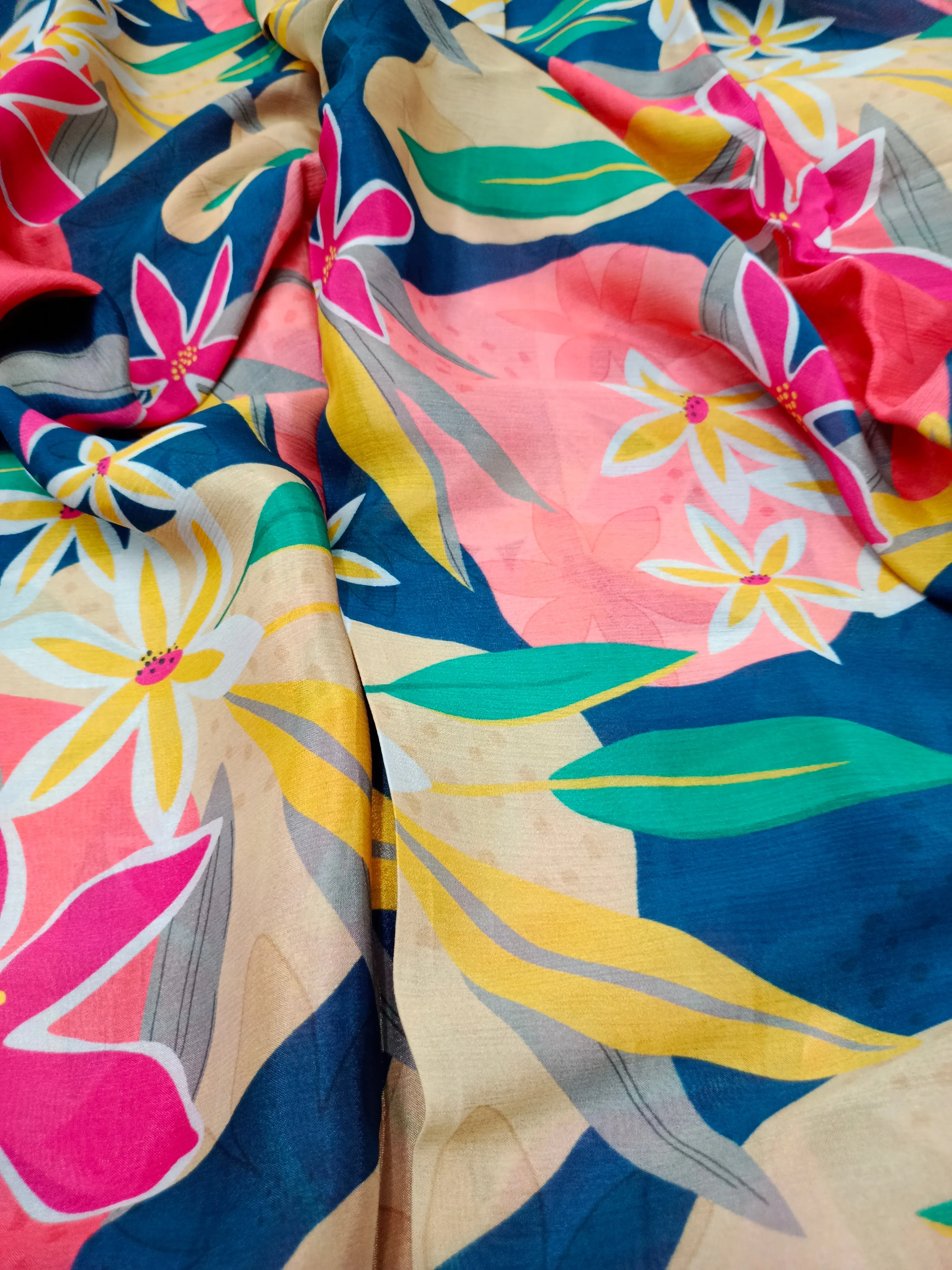 Pure Crushed Chiffon Chinon Digital Printed Fabric