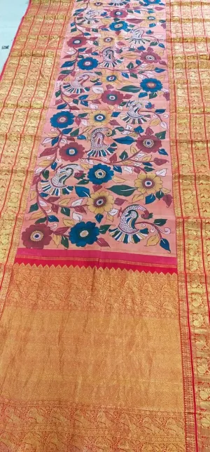 Pure kanchi pen kalamkari Saree in kanchi border | kanchi saree | Authentic pattu Saree | Handloom Saree | pattu saree