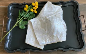 Pure Raw Silk White Checks Blouse