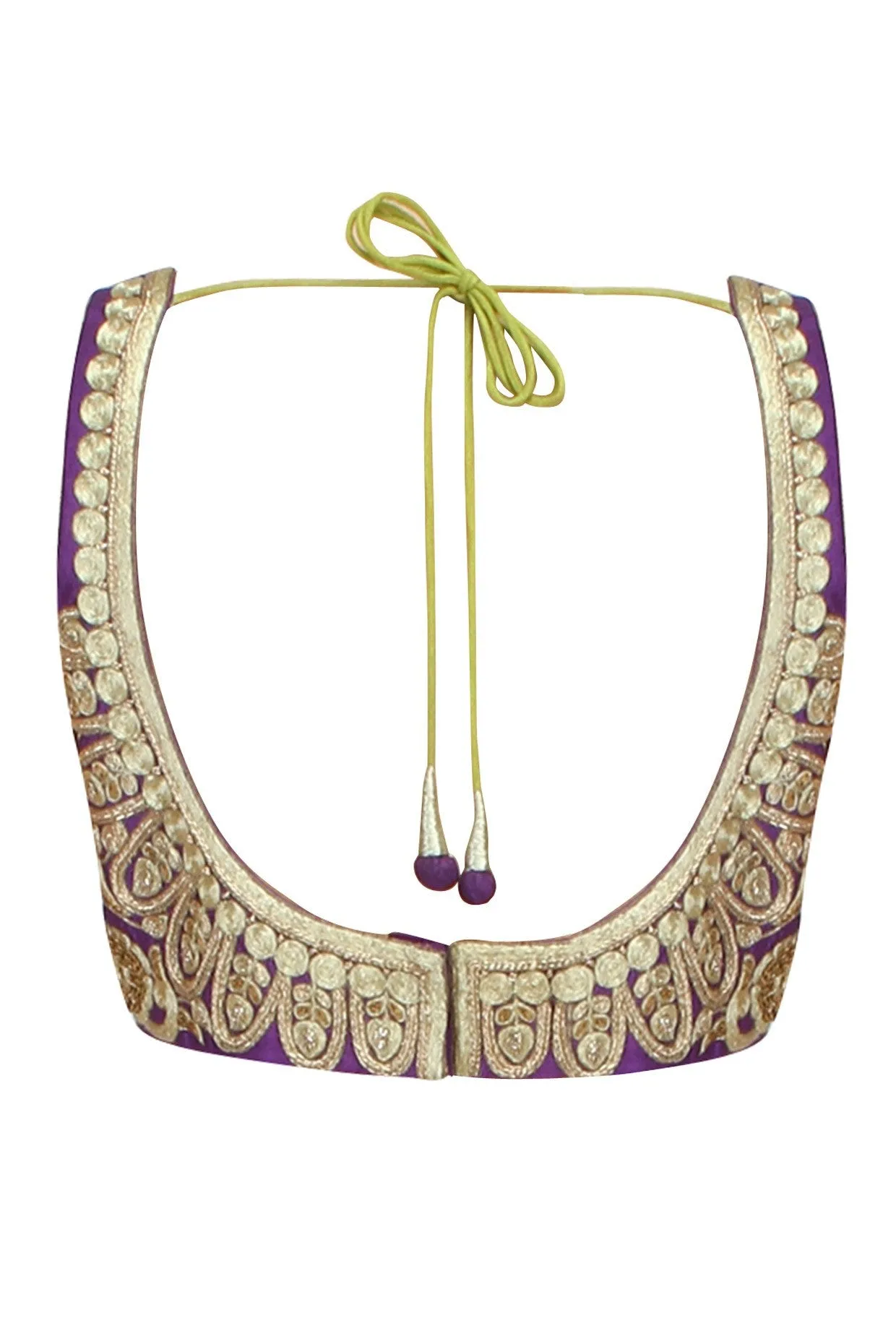 Purple color embroidered blouse in raw silk