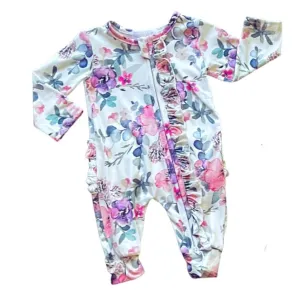 Purple Floral Ruffled Jumpsuit