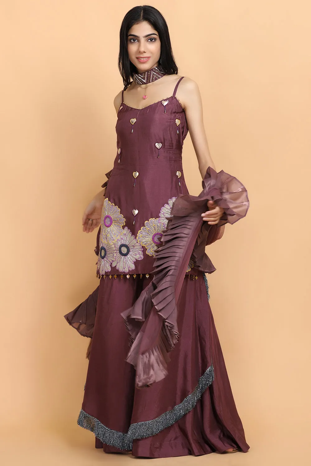 Purple Silk Garara Set