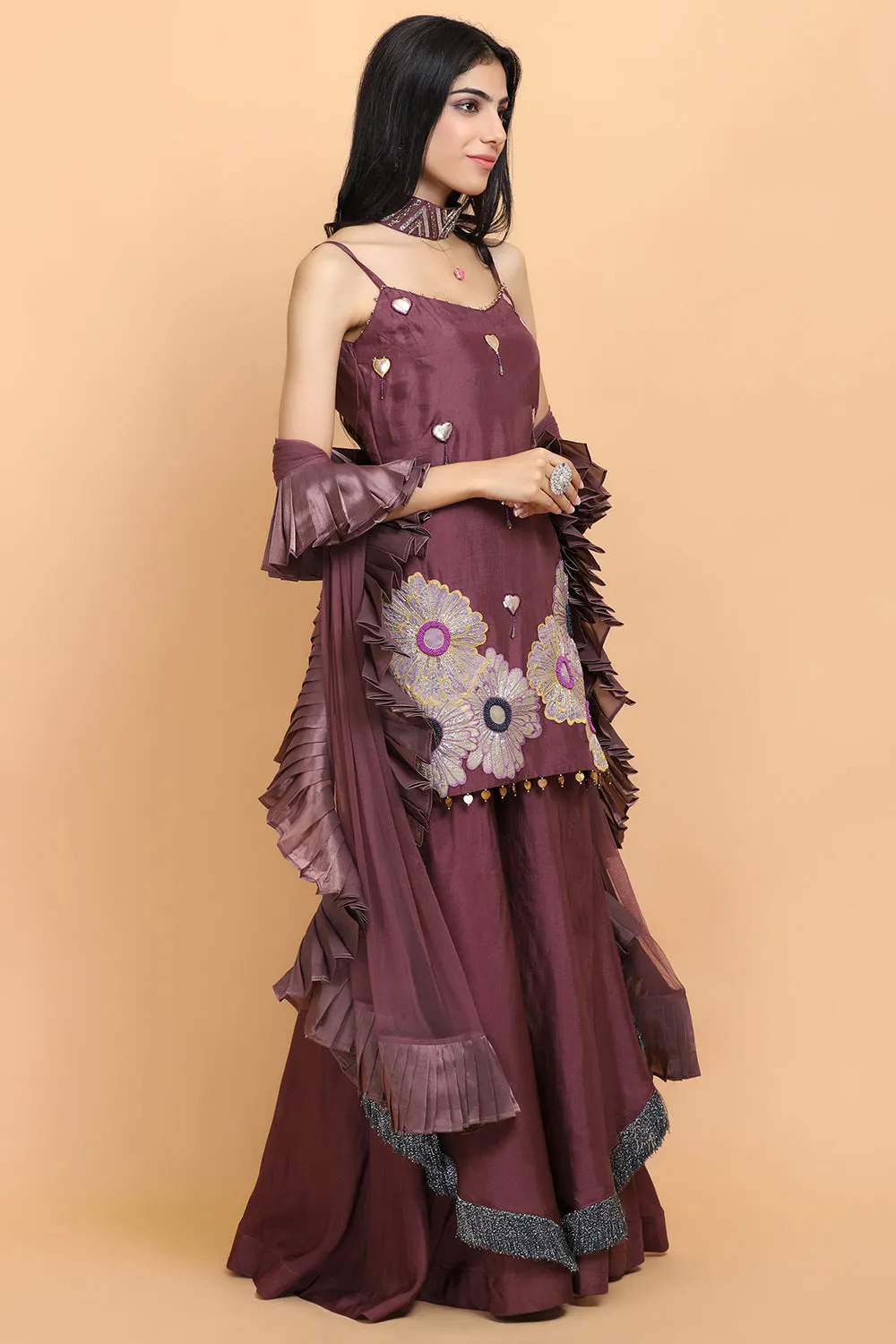 Purple Silk Garara Set