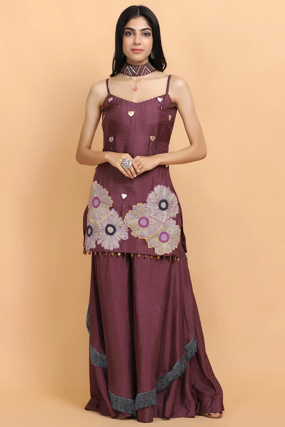 Purple Silk Garara Set