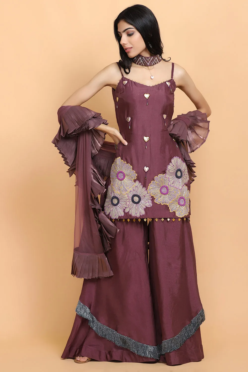 Purple Silk Garara Set