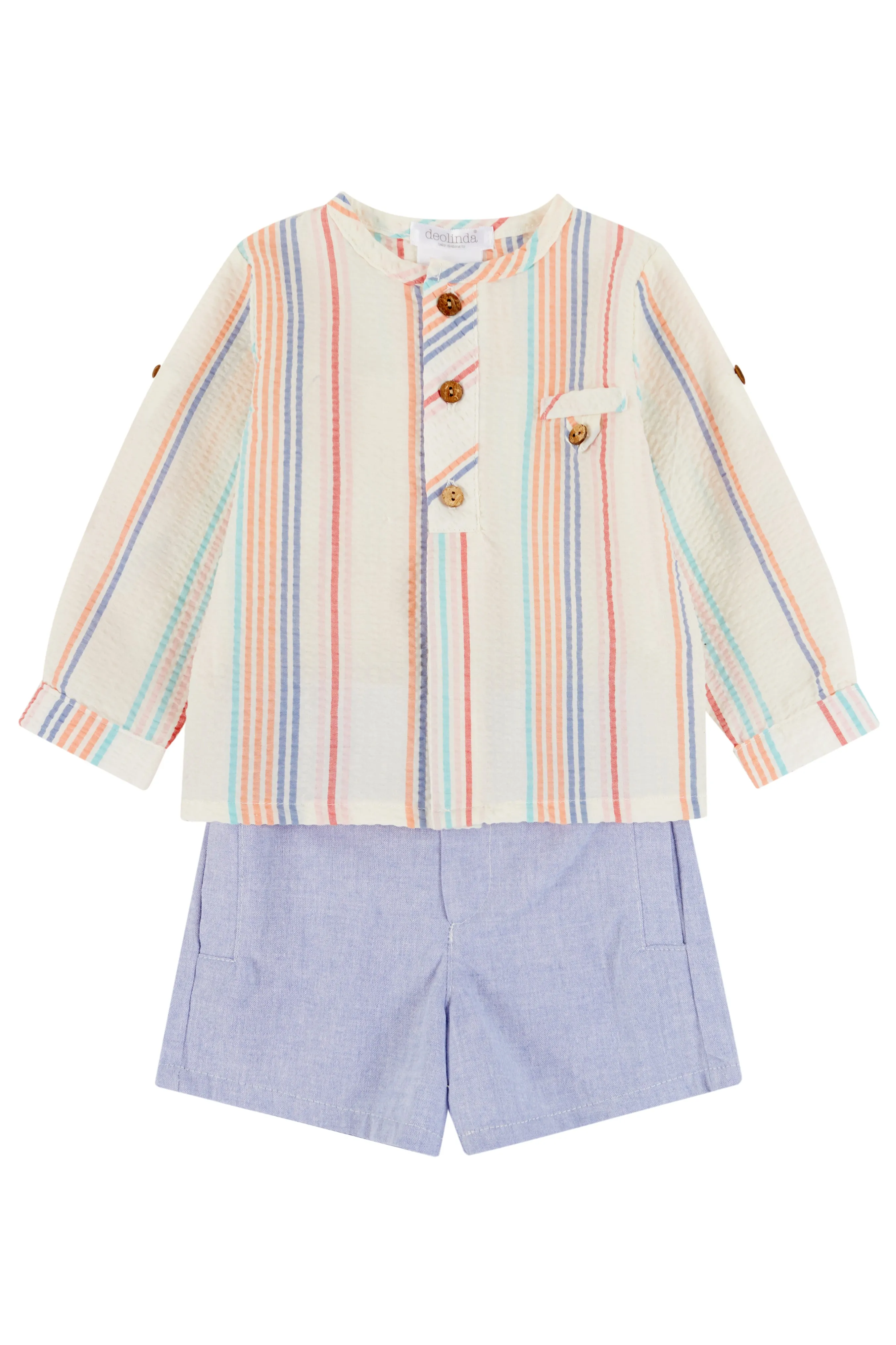 "Amadeus" Striped Shirt & Dusky Blue Shorts
