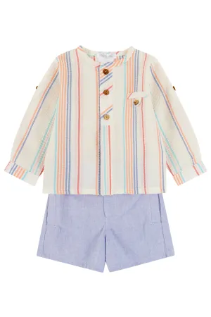 "Amadeus" Striped Shirt & Dusky Blue Shorts