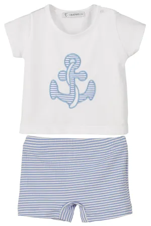 "Caleb" Blue Striped Anchor Swimwear