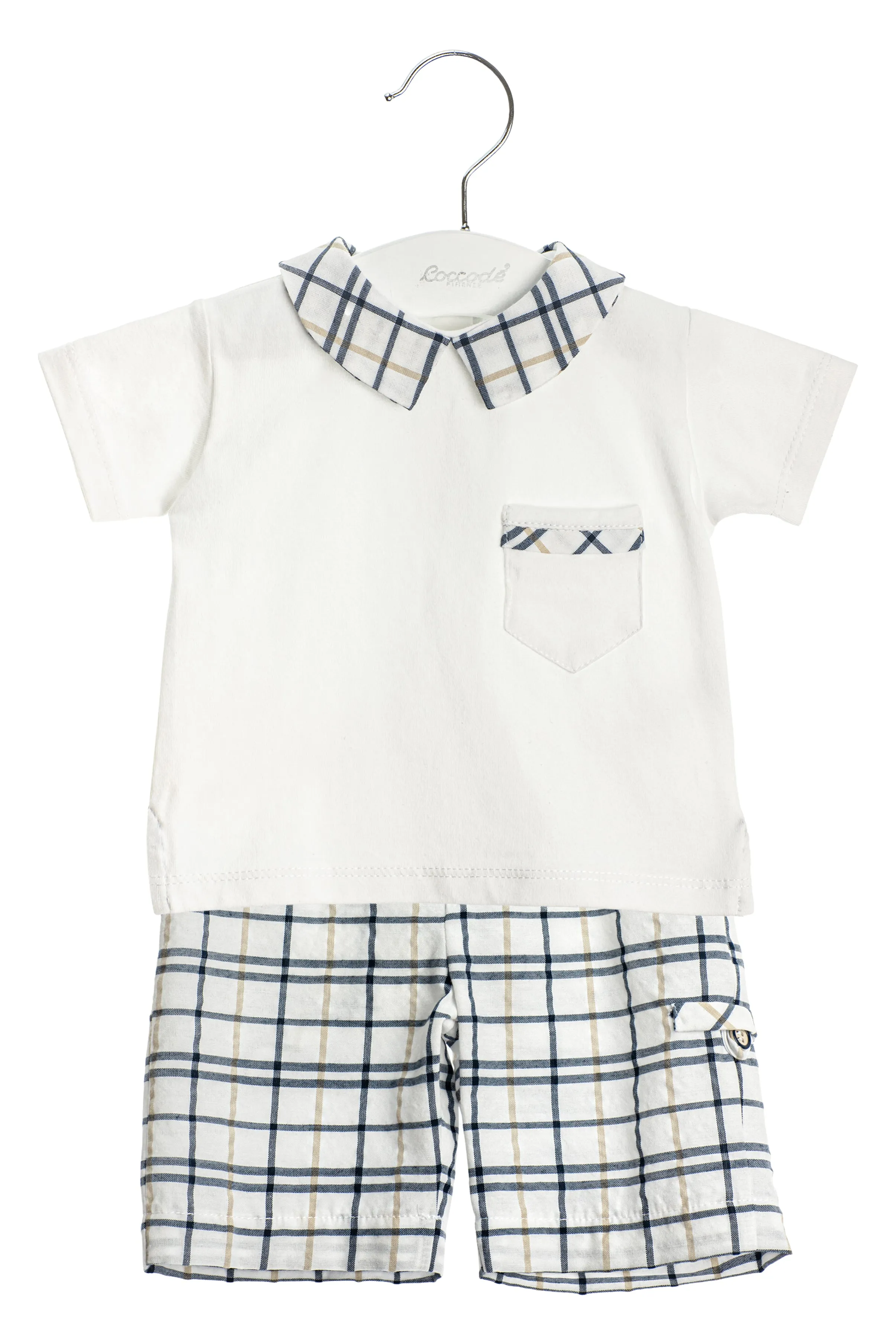 "Clifford" Navy Checked Polo Shirt & Shorts