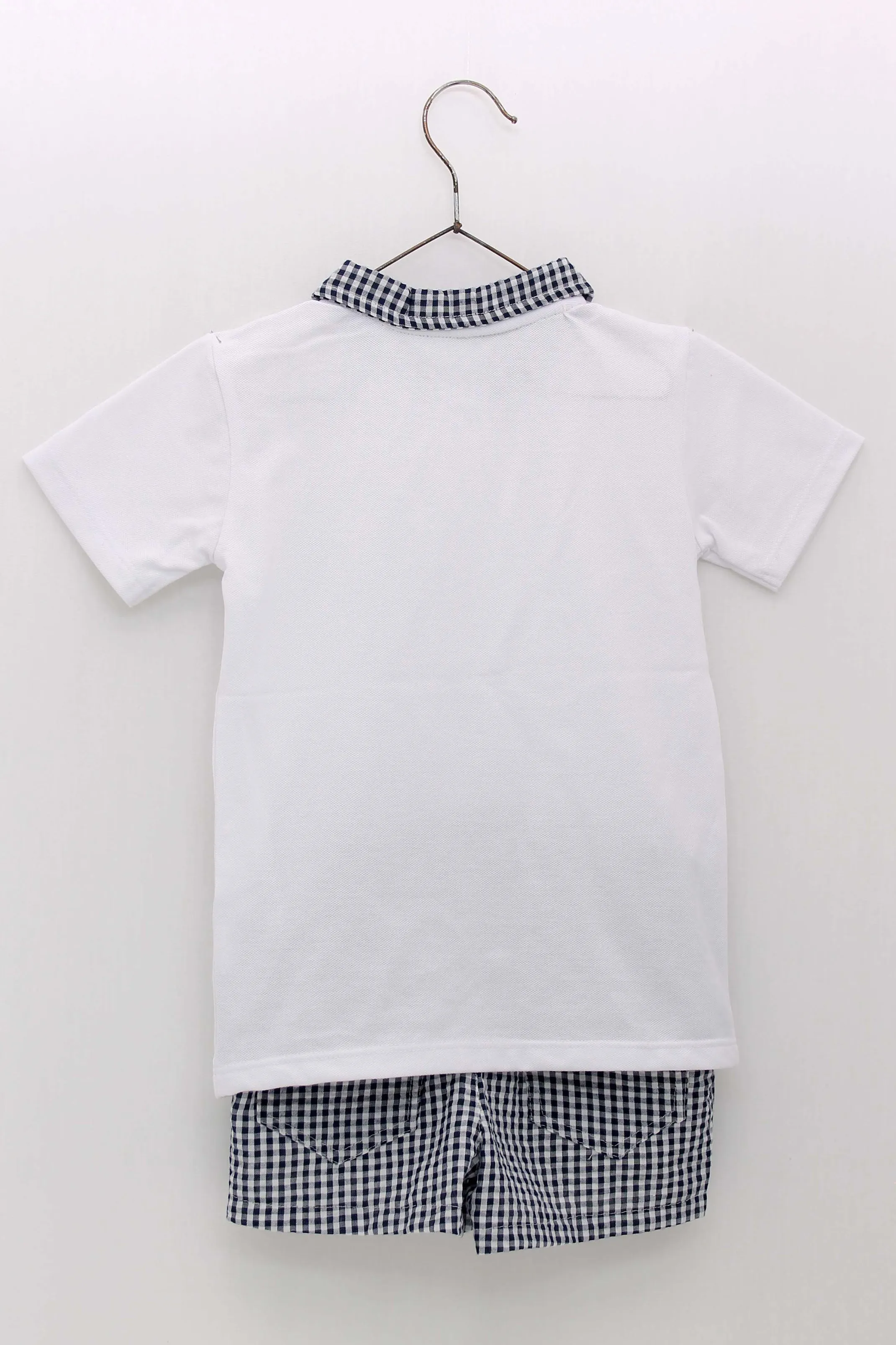 "Dexter" Navy Gingham Polo Shirt & Shorts