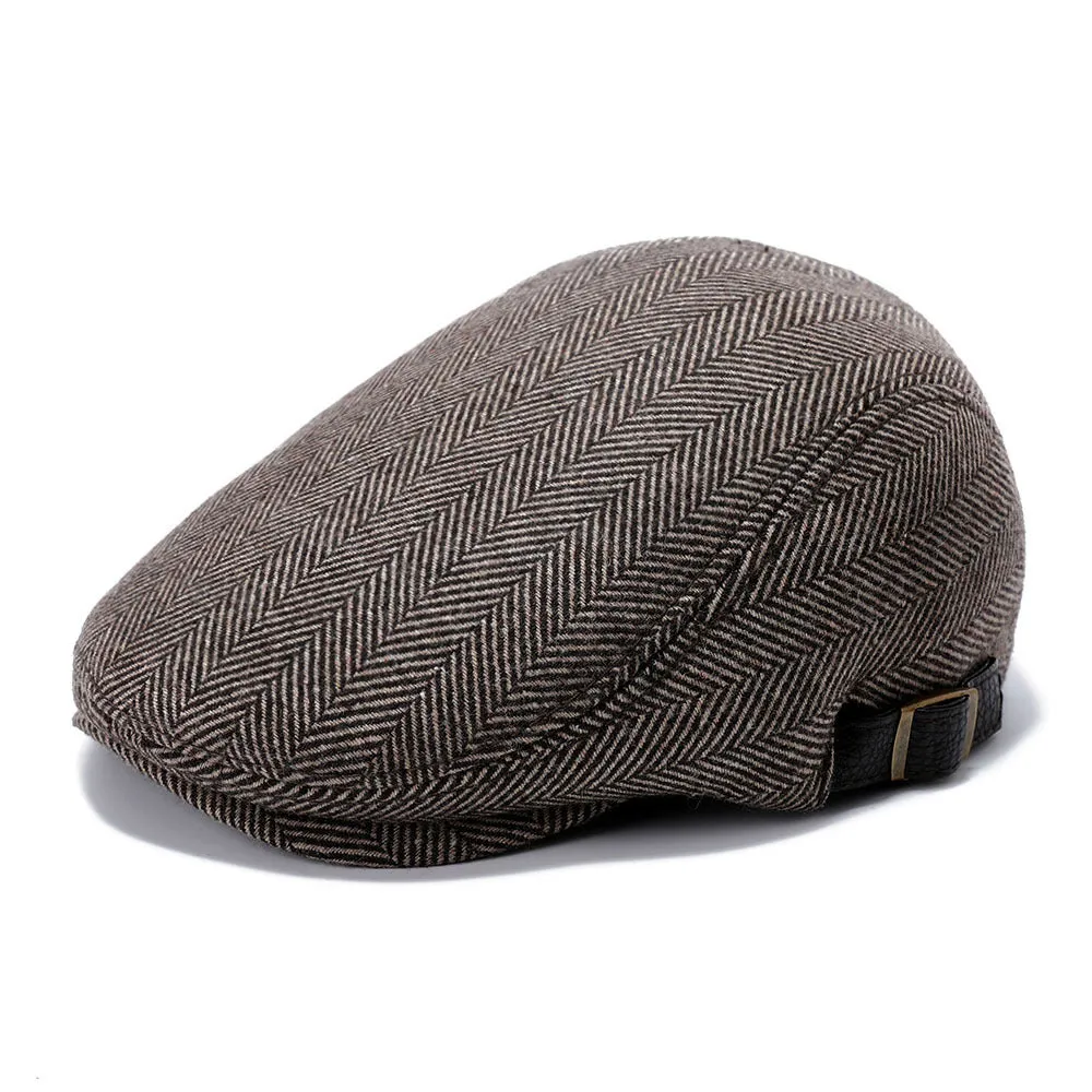 "Hansel" Herringbone Wool Flat Cap