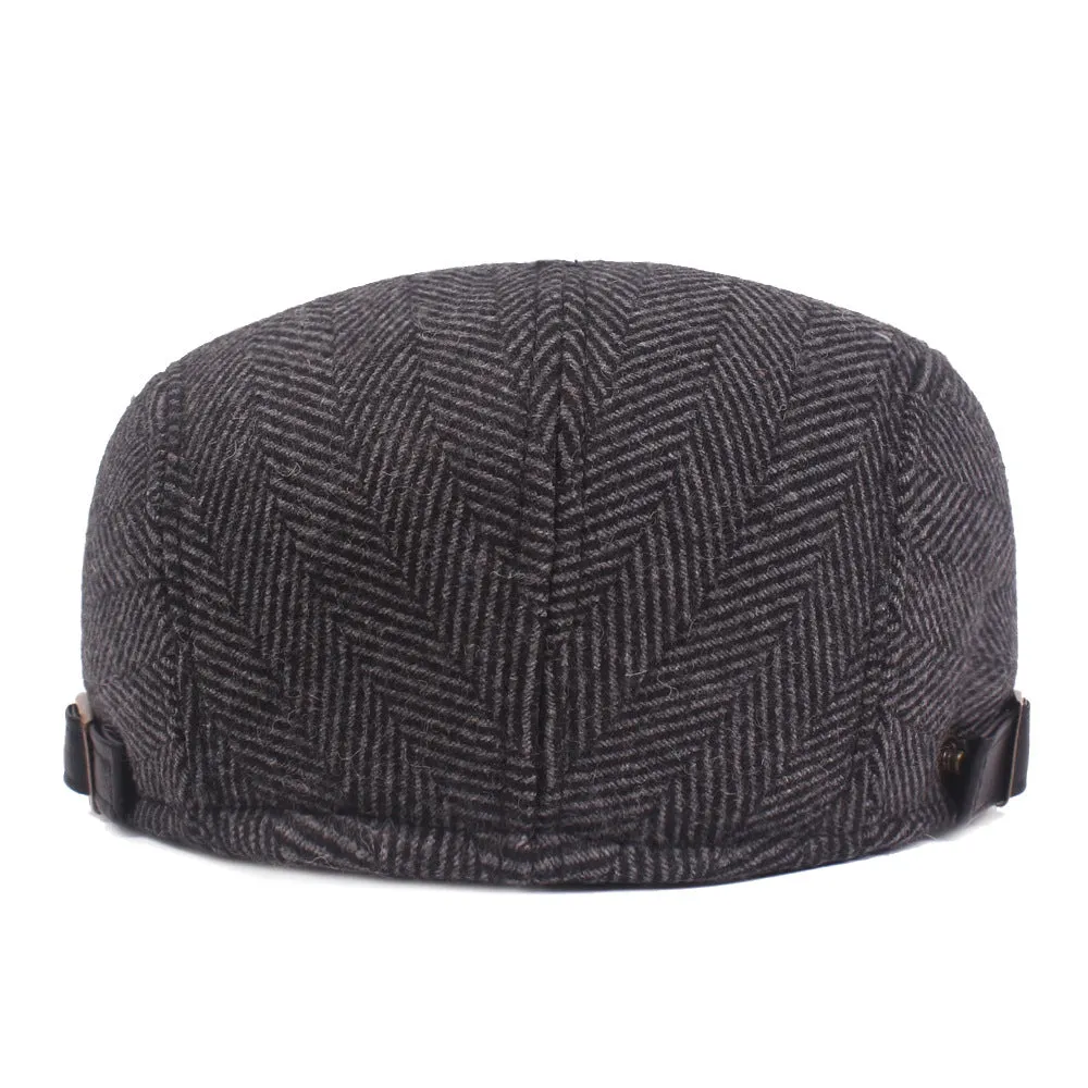 "Hansel" Herringbone Wool Flat Cap