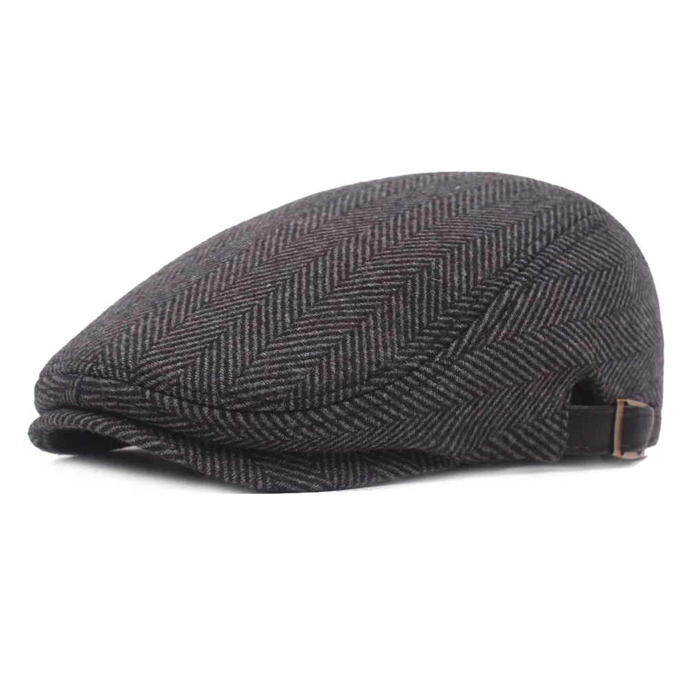 "Hansel" Herringbone Wool Flat Cap