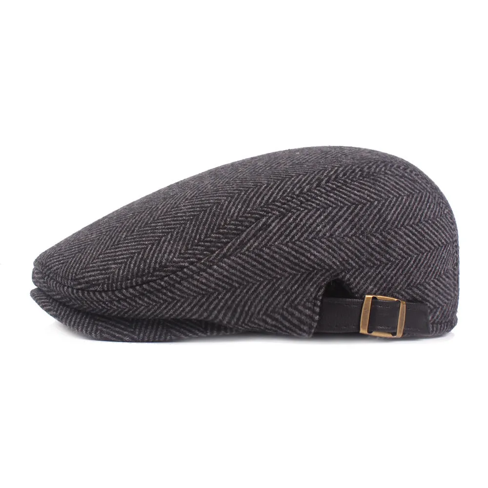"Hansel" Herringbone Wool Flat Cap