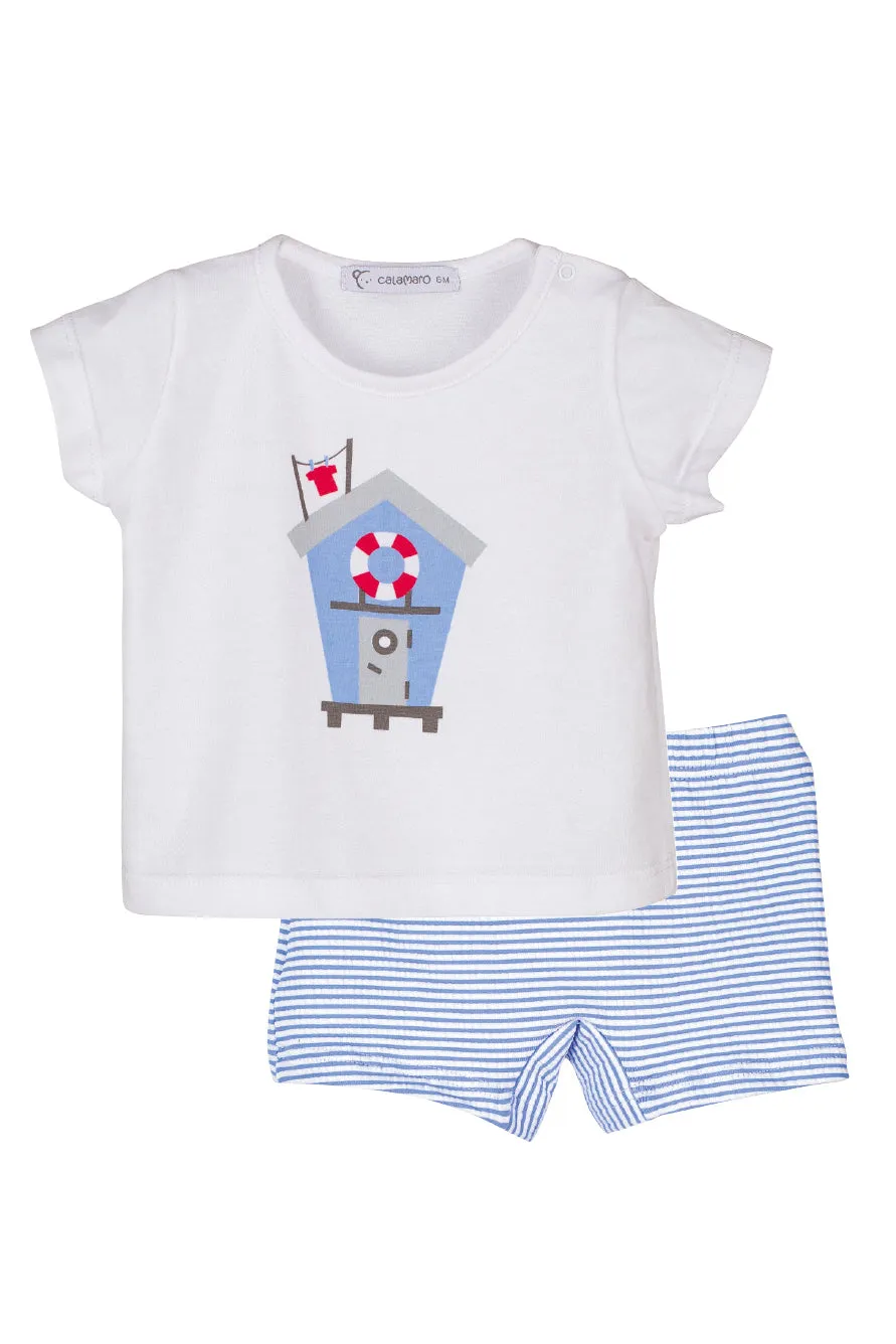 "Kai" Blue Striped Swimwear
