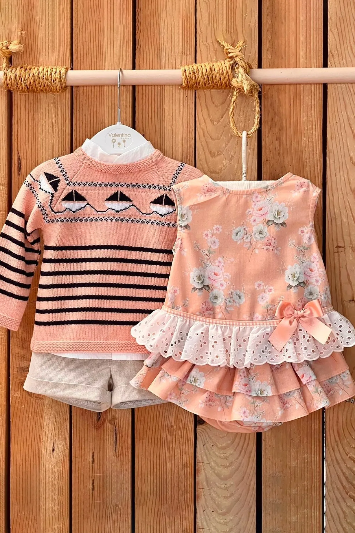 "Louis" Peach Jumper, Shirt & Shorts