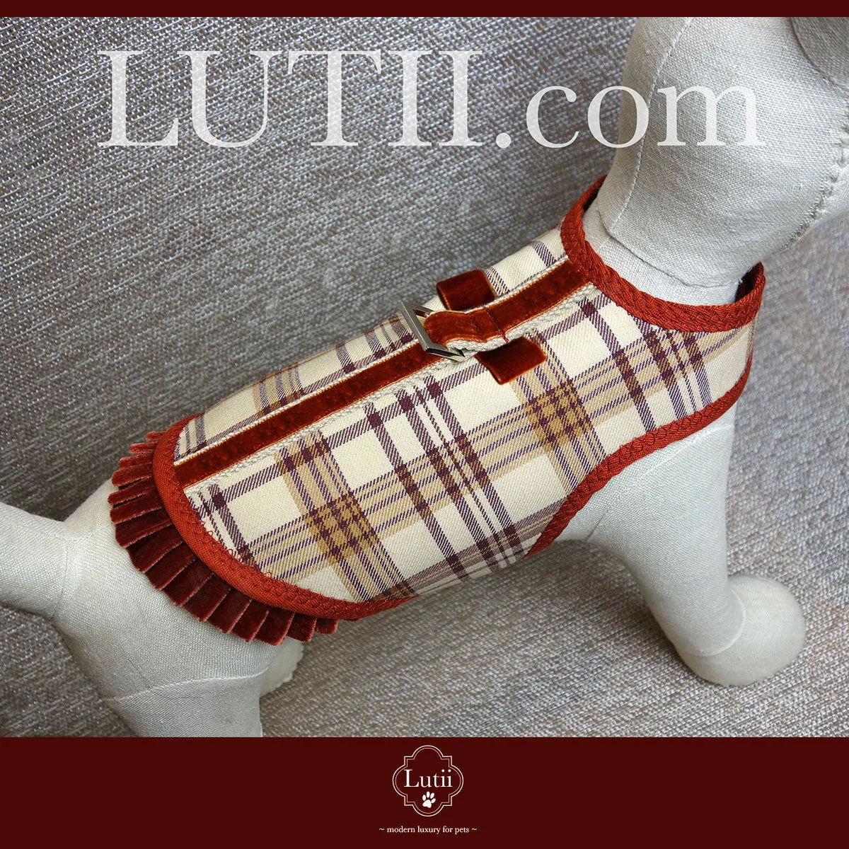 "Plaid Please"-100% wool handmade winter dog coat