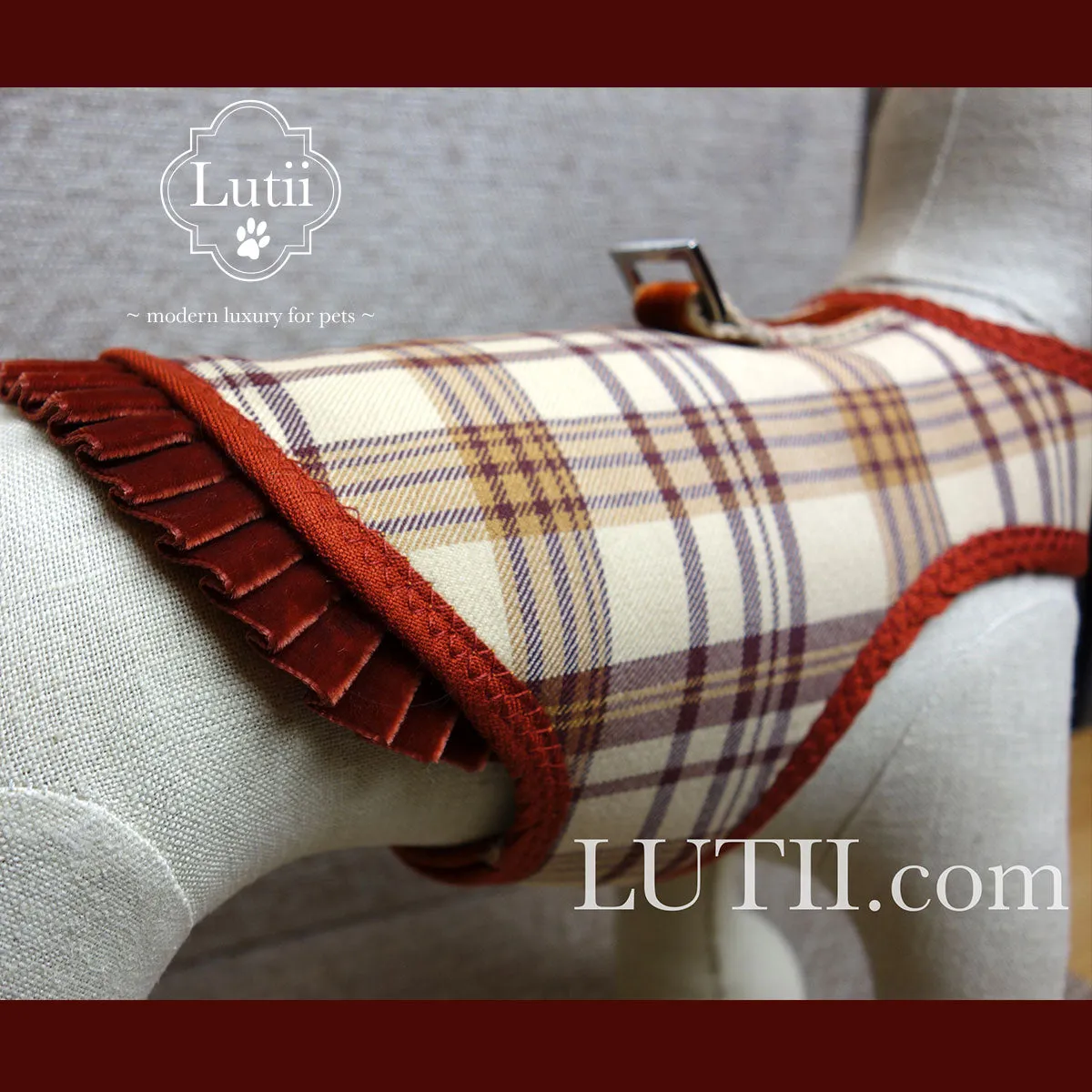 "Plaid Please"-100% wool handmade winter dog coat