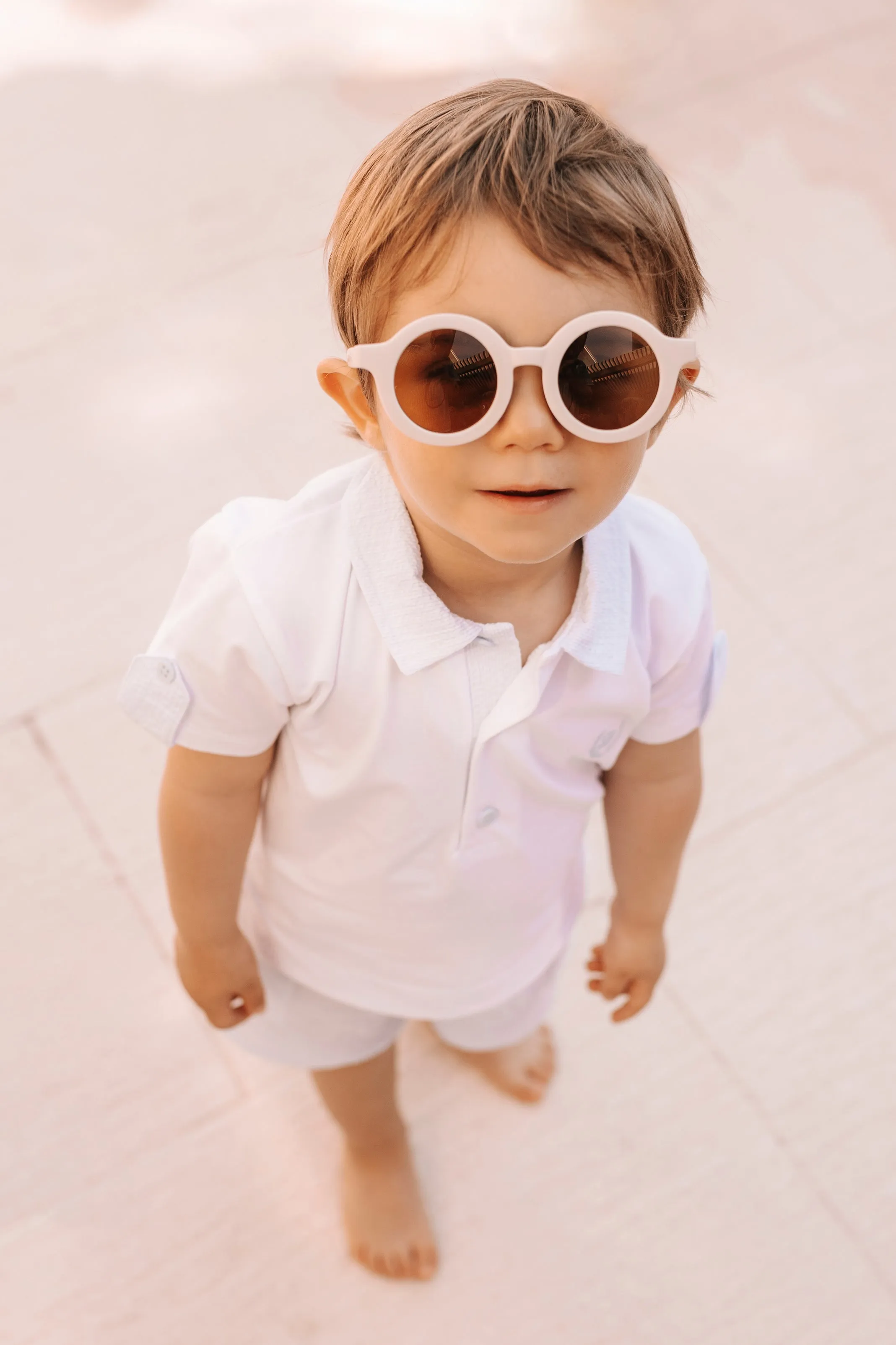 "Roman" Blue Seersucker Polo Shirt & Shorts