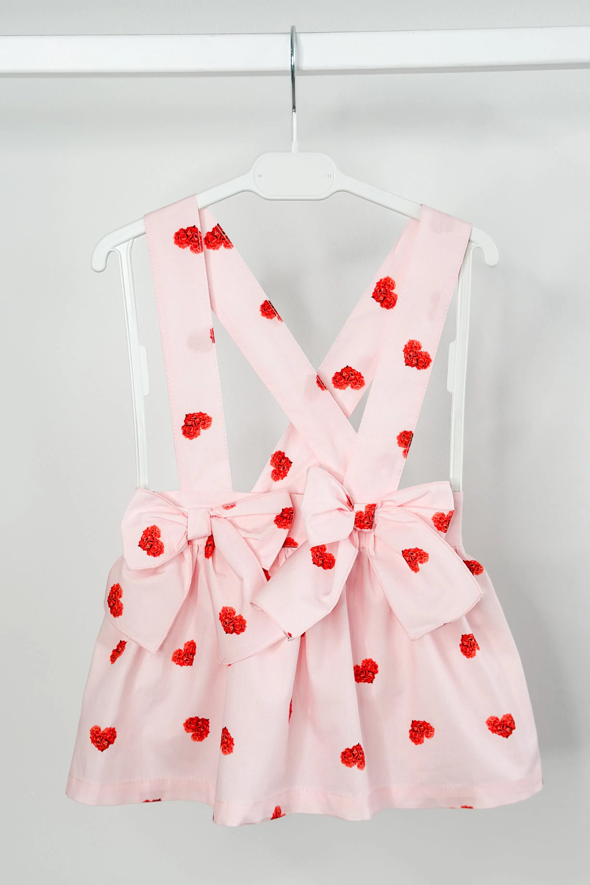 "Roxy" Pink Floral Heart Pinafore Skirt