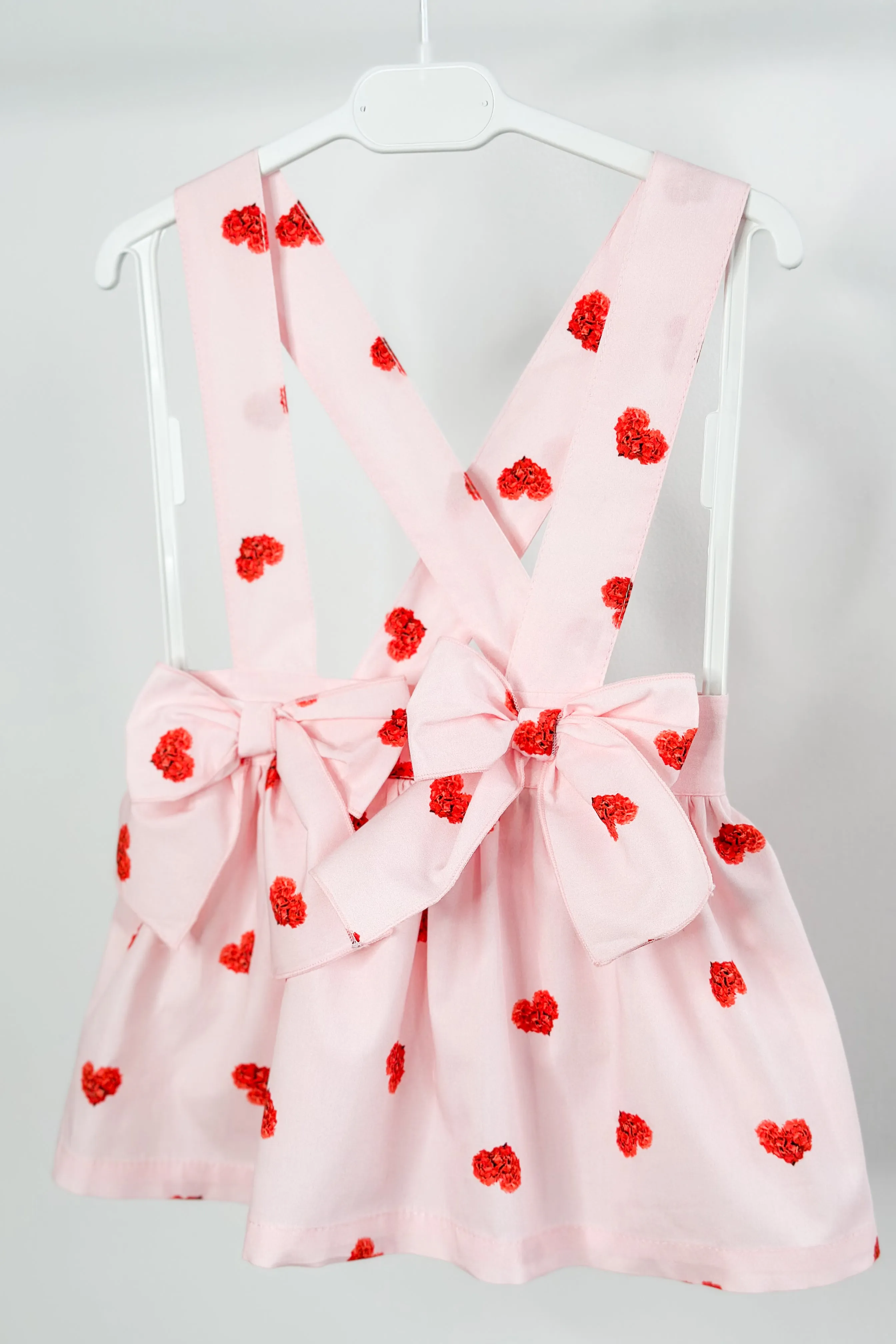 "Roxy" Pink Floral Heart Pinafore Skirt