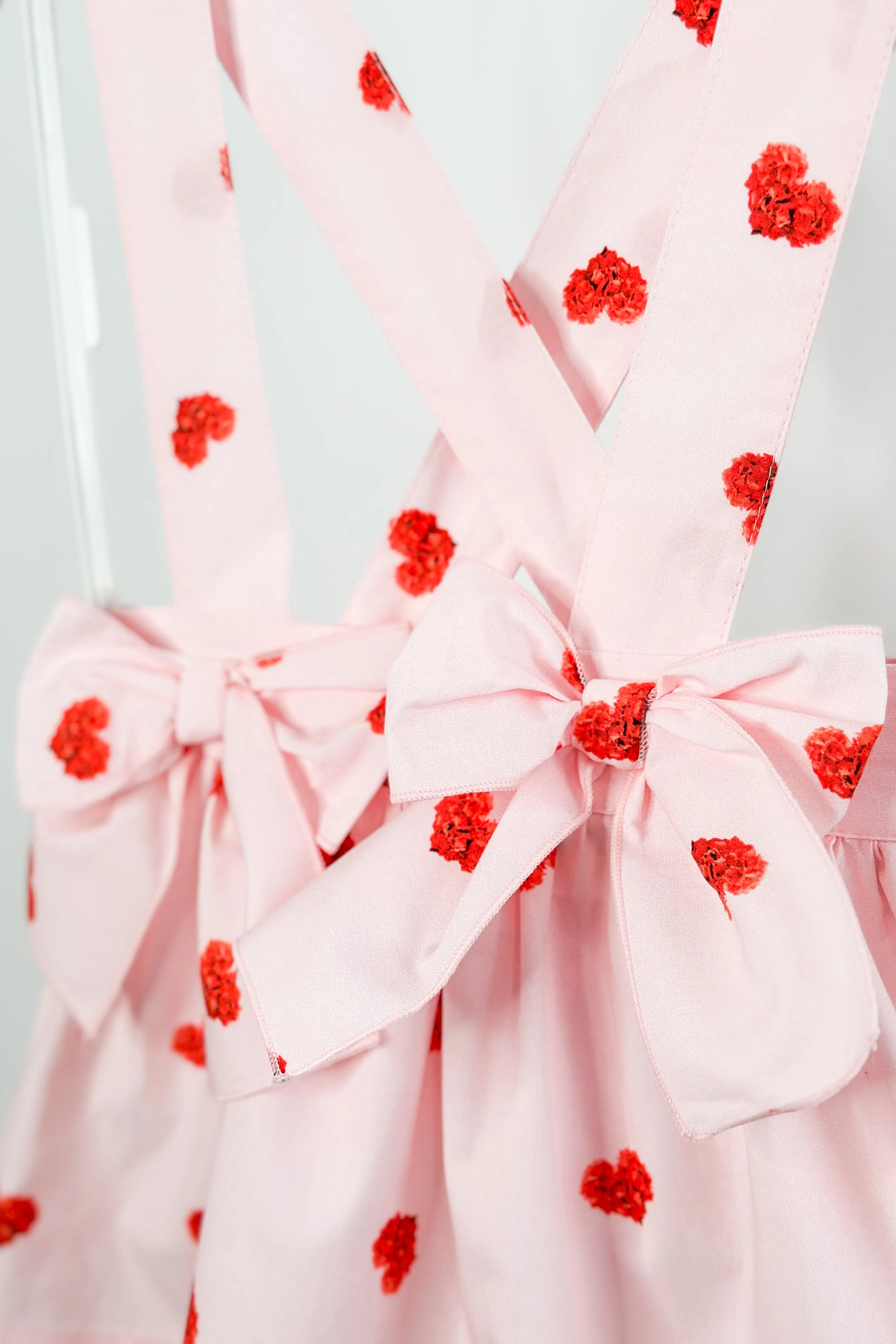 "Roxy" Pink Floral Heart Pinafore Skirt