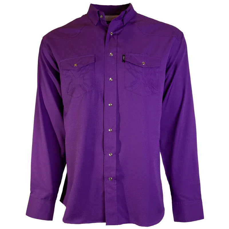 "SOL" PURPLE LONG SLEEVE PEARL SNAP SHIRT