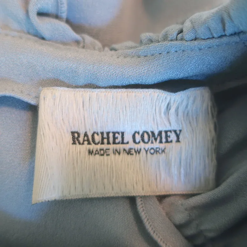 Rachel Comey Ruffled Cutout Blouse Blue Silk Size 6 Long Sleeve Top