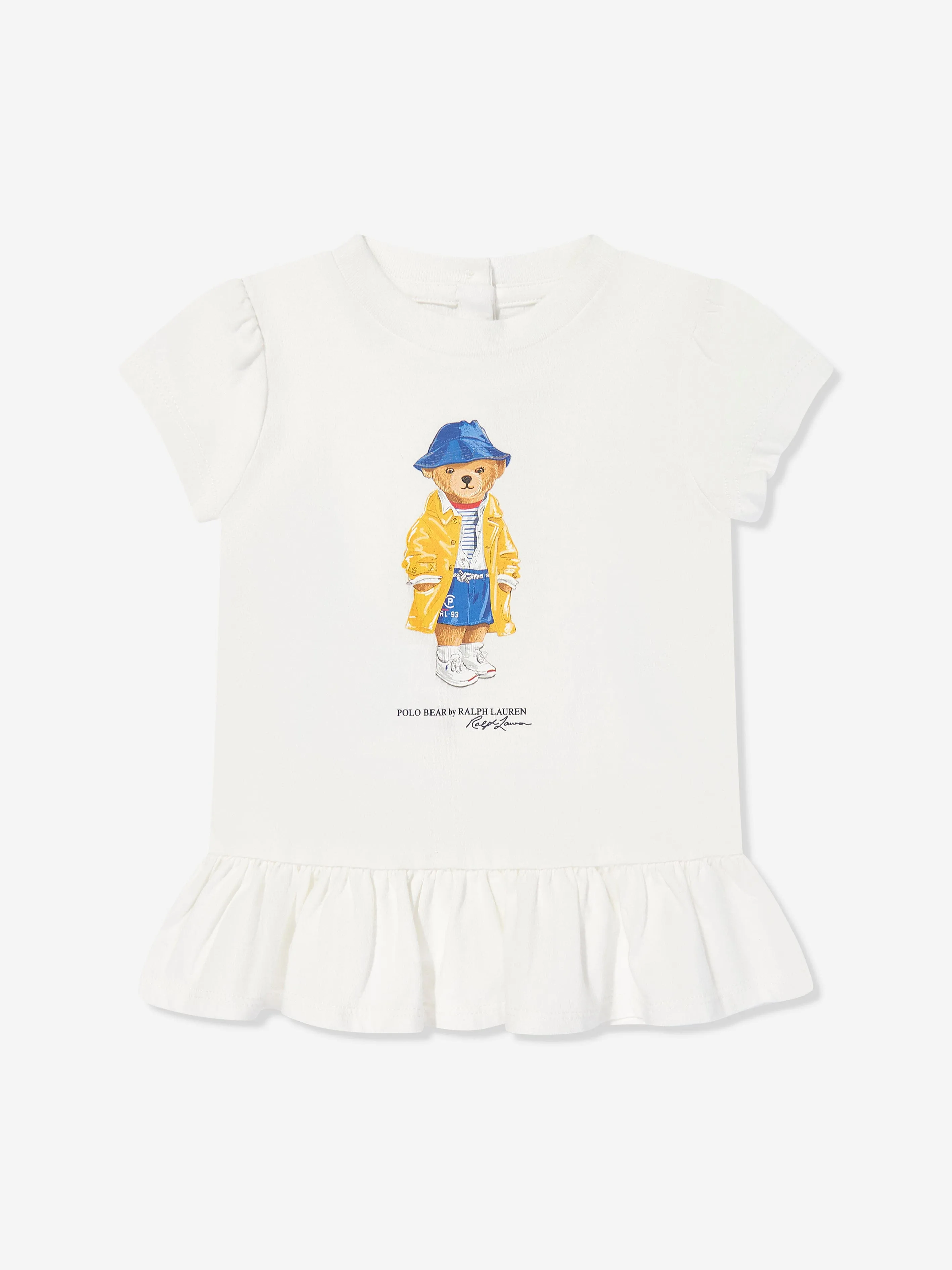 Ralph Lauren Baby Girls Polo Bear Peplum T-Shirt in White