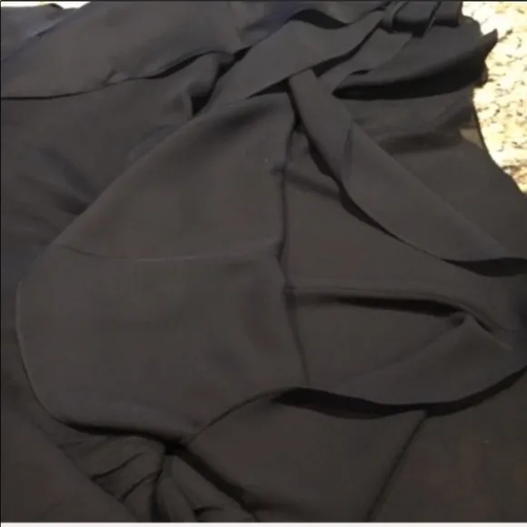 Ralph Lauren Black Dress Silk Ruffles