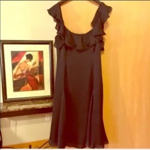 Ralph Lauren Black Dress Silk Ruffles