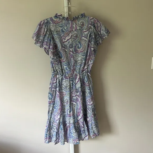 Ralph Lauren surplice neckline cotton paisley print a-line dress