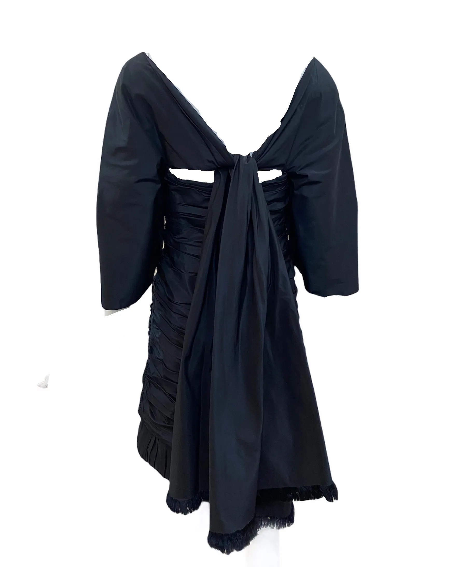 Ralph Rucci Early 2000s Black Silk Taffeta Cocktail Dress