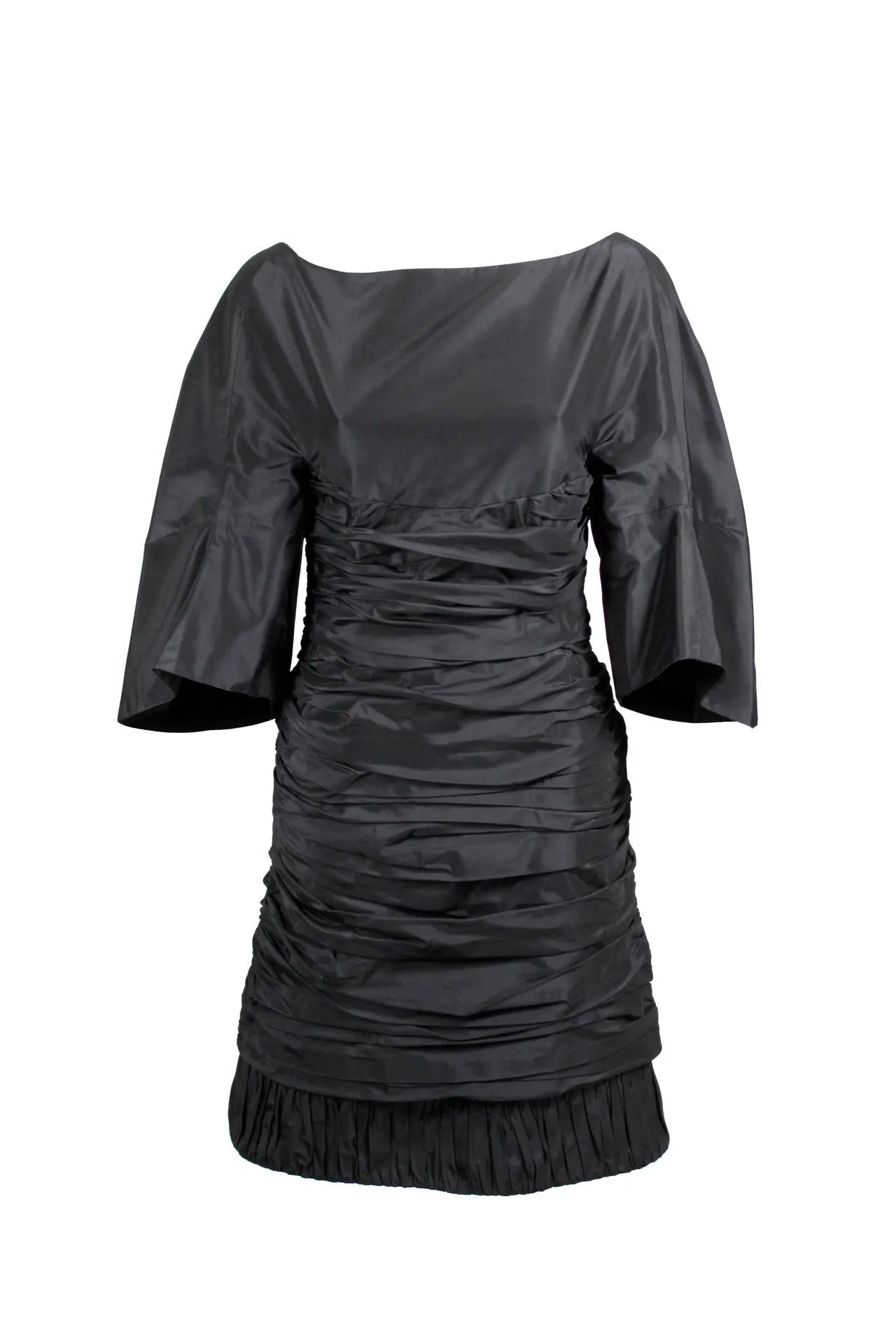 Ralph Rucci Early 2000s Black Silk Taffeta Cocktail Dress