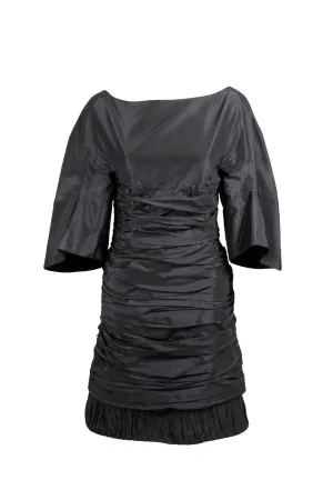 Ralph Rucci Early 2000s Black Silk Taffeta Cocktail Dress