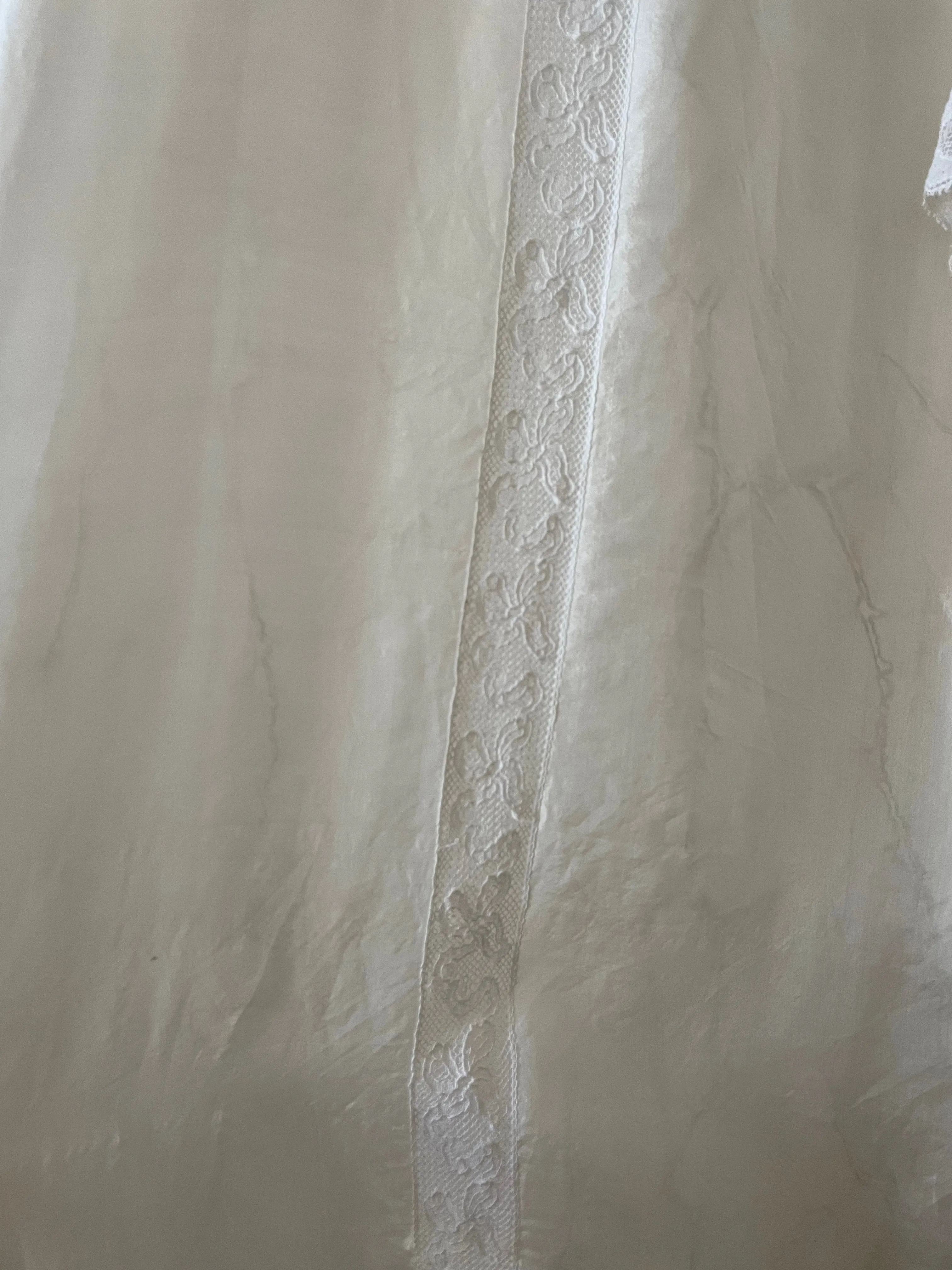 RARE 1890s Silk & Lace High Neck Watteau Dressing Gown