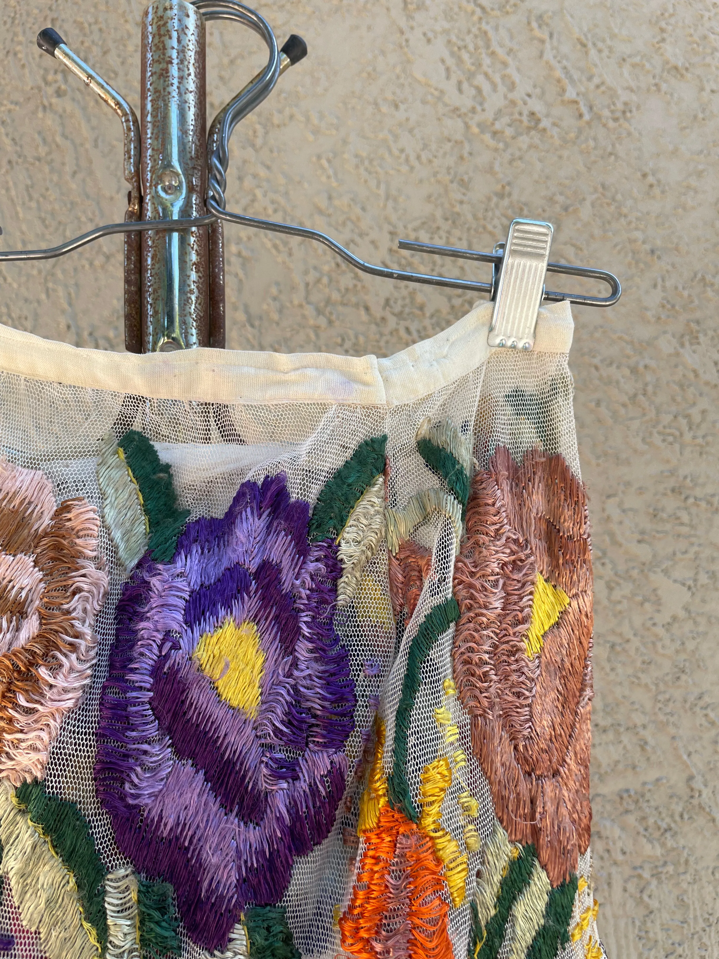 RARE Custom 1930s Chiapas Hand Embroidered Off The Shoulder Mexican Dress Ensemble