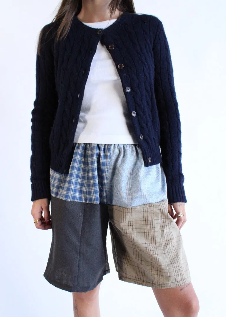 RCYCLD Long-Line Plaid Pieced Short