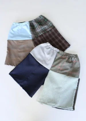 RCYCLD Long-Line Plaid Pieced Short
