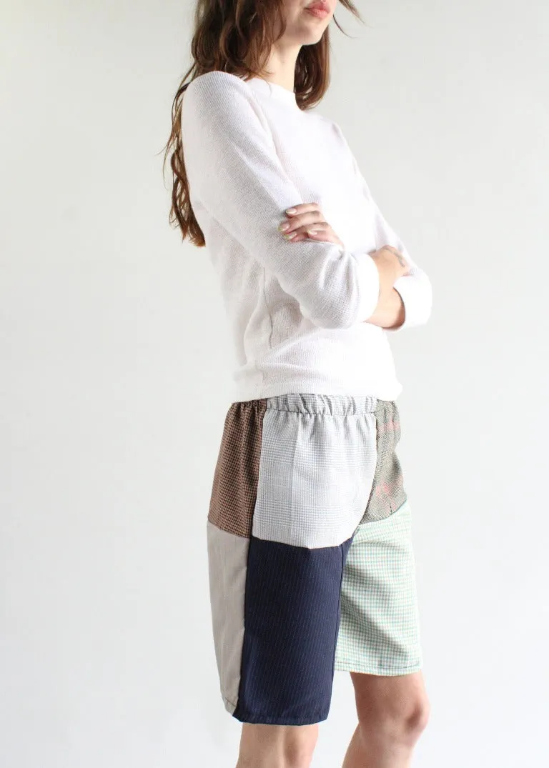 RCYCLD Long-Line Plaid Pieced Short