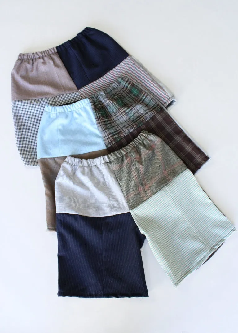RCYCLD Long-Line Plaid Pieced Short