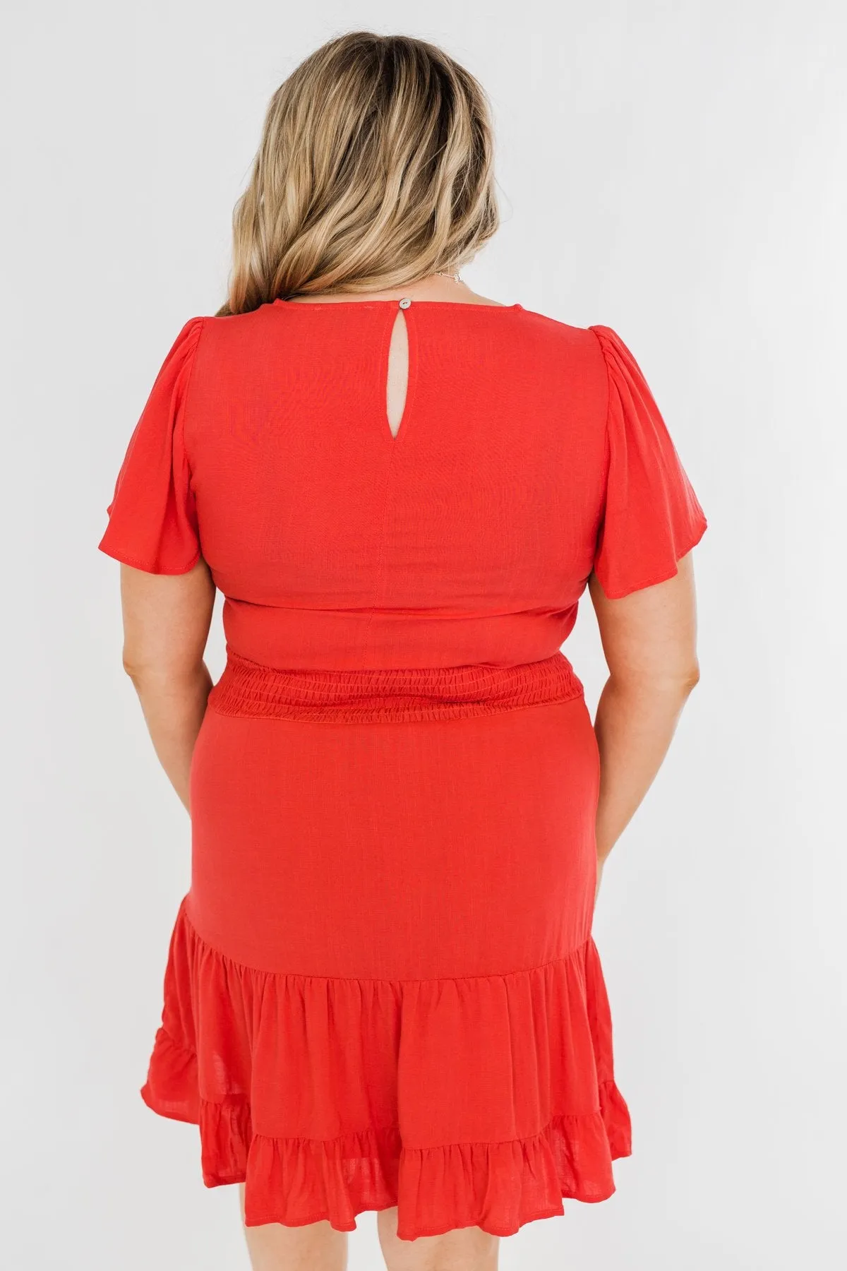 Ready For More Ruffle Dress- Dark Coral